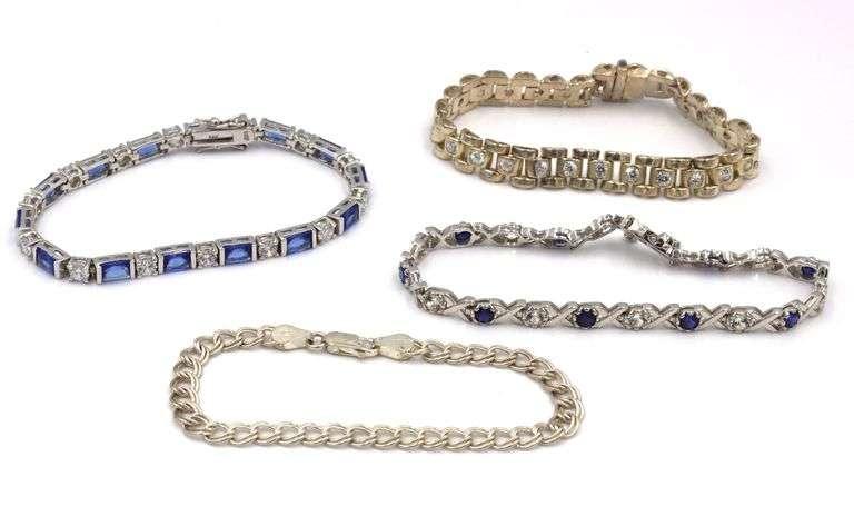 Group lot of 4 vintage 925 sterling silver bracelets