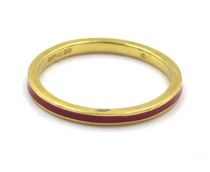 Sweet 18K YG and Pink Coral Stackable Band