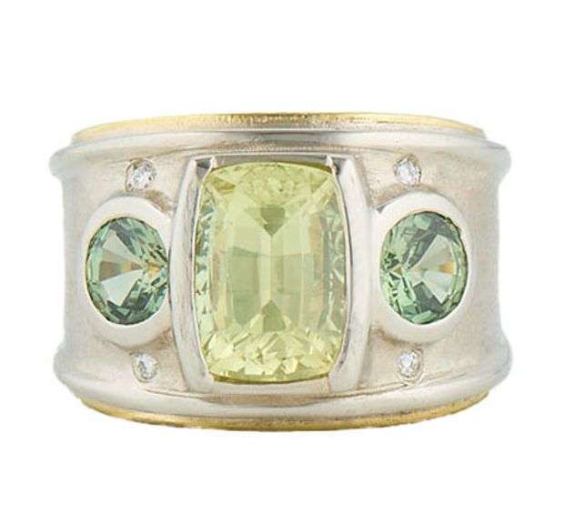 EVE 0.05ctw Diamond and Spinal Bezel Set Three Stone Band Ring in 18K