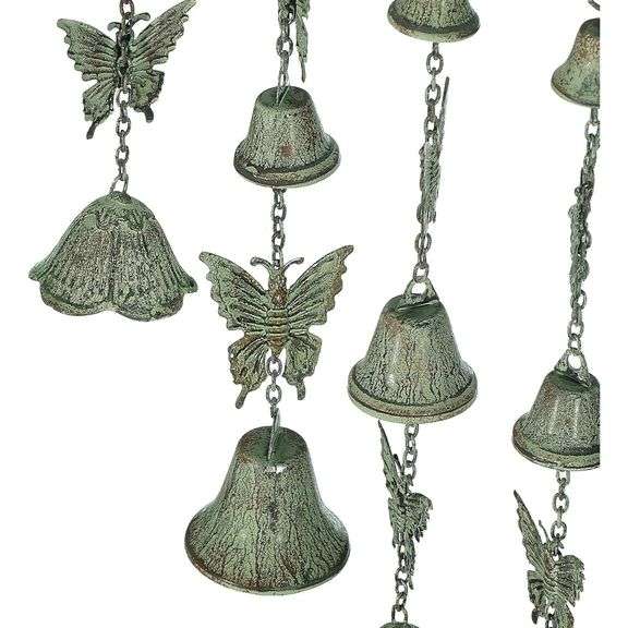 Large Butterfly Wind Chime with Wrought Iron Bells