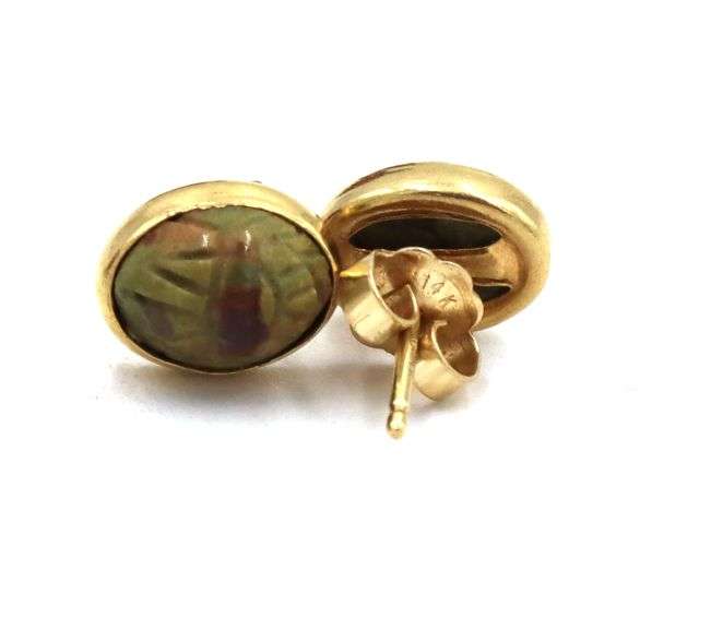14kt Yellow gold Scarab stud earrings