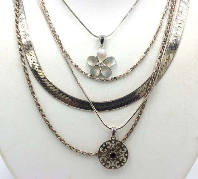 Vintage 925 sterling silver 5 group lot of necklaces