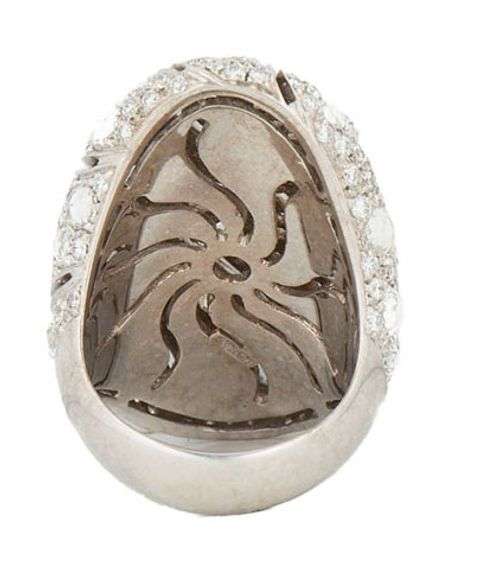 Von Kock 5.50ctw Rose and Round Cut Wave Style Cocktail Ring in 18K