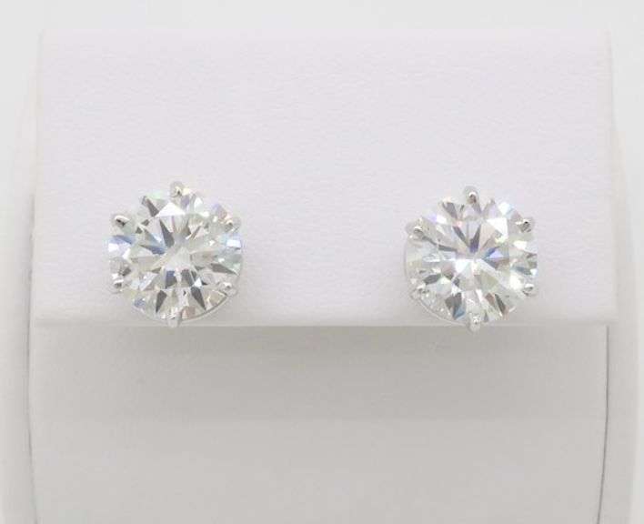 Certified 6.04CTW Diamond Stud Earrings in 14k White Gold