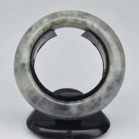 Dramatic black and gray 20.87ct Burmese Jade ring
