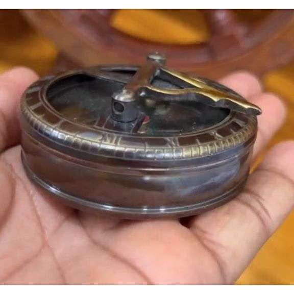 Brass Sundial Pocket Compass with Magnetic Needle