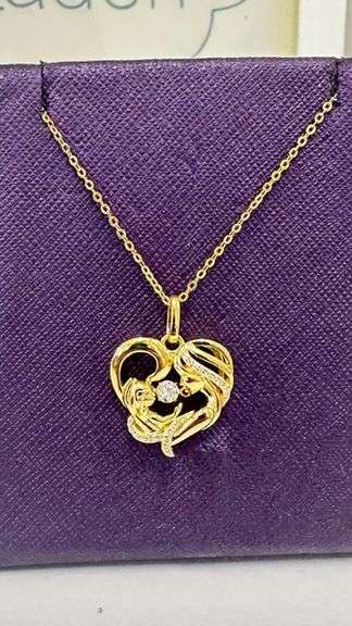 Beautiful 'Mother & Child" in solid sterling silver center dancing stone pendant