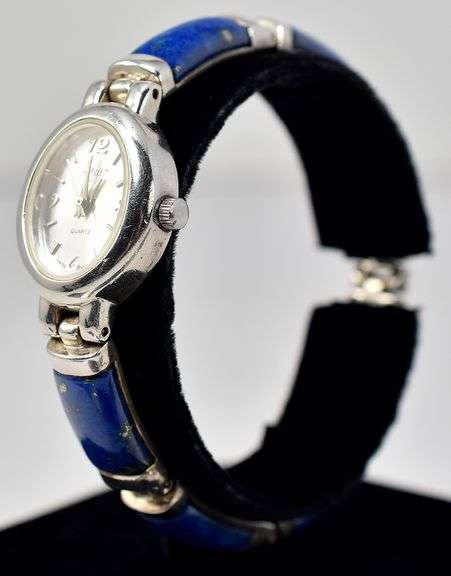Lapis Gemstone Watch Bracelet in Sterling Silver