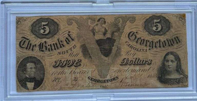 $5 Bank of Georgetown S Carolina 1856 Note