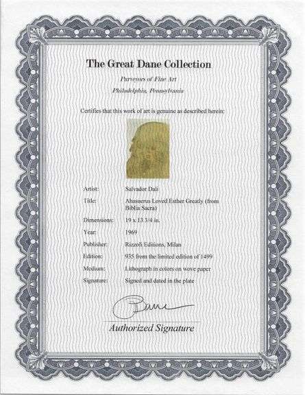 Highly Collectible and Rare Salvador Dali Original Lithograph from the 'Biblia Sacra' Suite