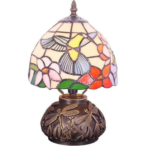 Stained Glass Hummingbird Mushroom Desk Light