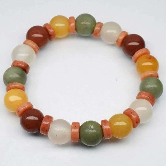 Real! 163.73ct multi-color Burmese Jade bracelet!!!