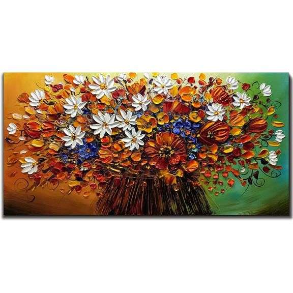 Oil on Canvas Flower Artwork