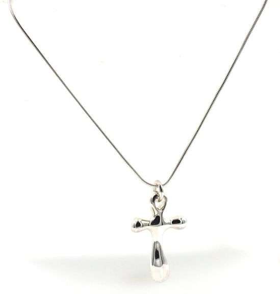 925 Sterling silver RLM signed cross pendant on snake chain necklace