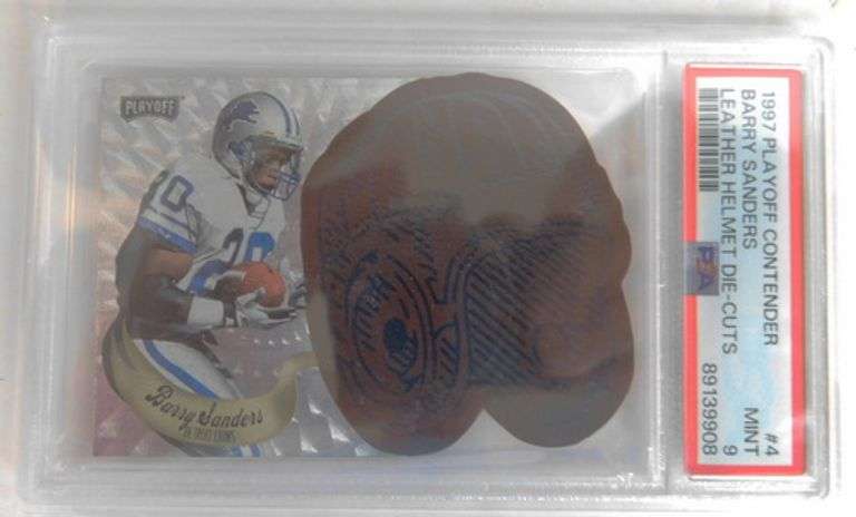 Barry Sanders Leather Helmet Die Cut Football Card, Mint 9