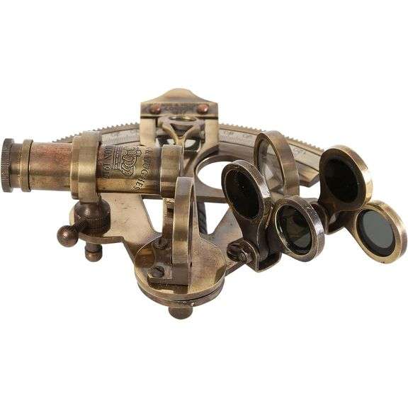 Solid Brass Nautical Sextant in Leather Case