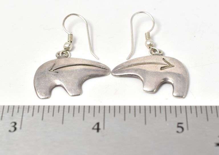 Running Bear Dangle Earrings in Sterling Silver