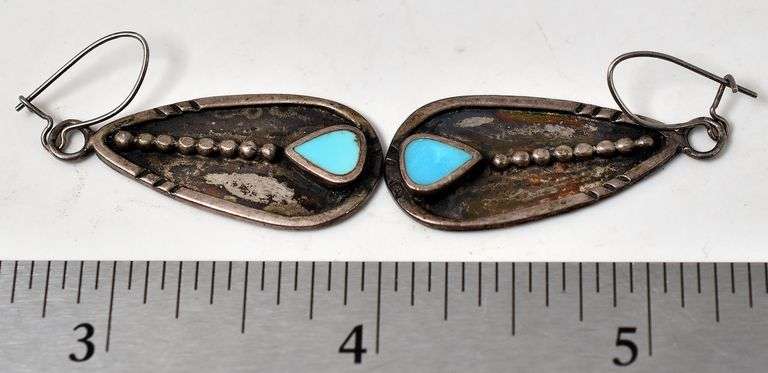 Turquoise Gemstone Dangle Earrings in Sterling Silver