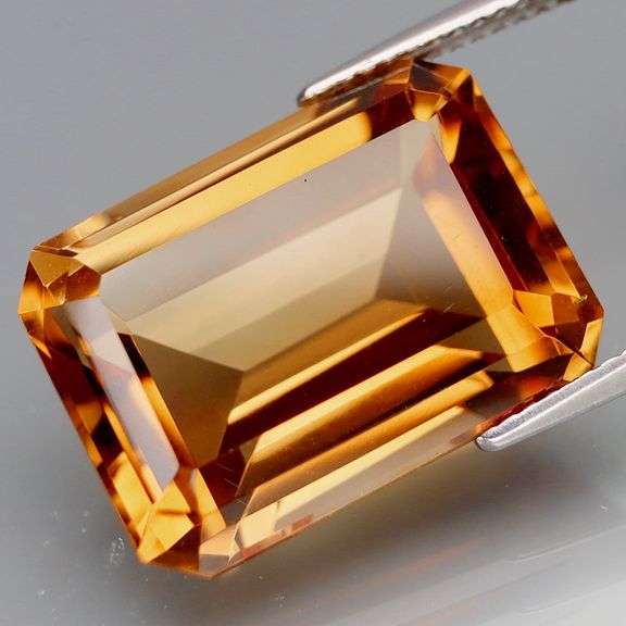Impressive 17.46ct richly colored emerald cut Citrine! Untreated!