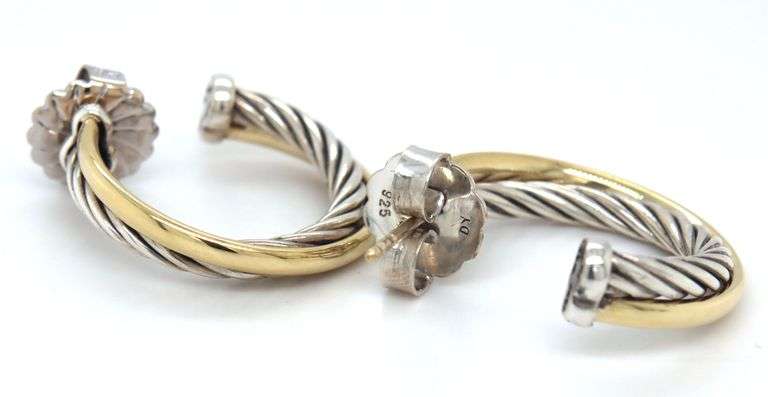 David Yurman cable classic 2 tone cross over hoop