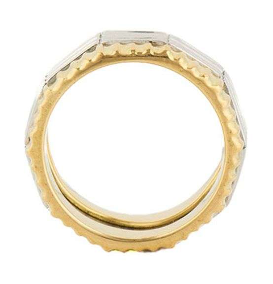 Wave Style Sculpted Two Tone Band Ring in 18K and Platinum