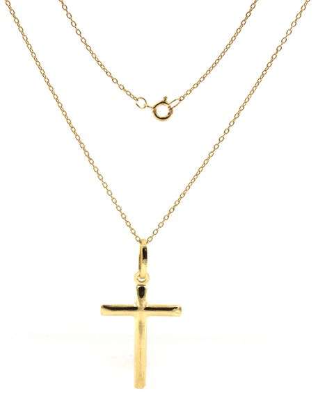 18kt Yellow gold cross pendant on chain necklace