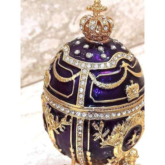 Fabergé-Style Egg with 24kt Gold and Bracelet