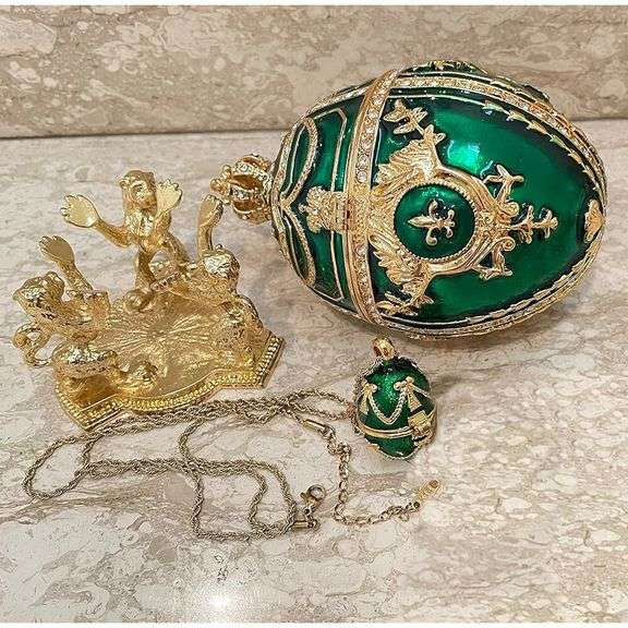 Fabergé-Style Egg 24k Gold 200 Austrian Crystals