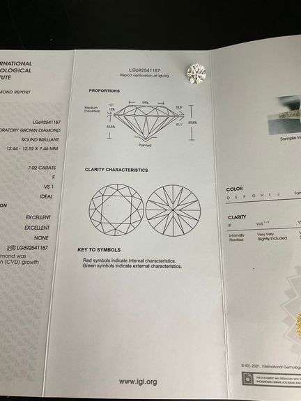 CERTIFIED 7.02 CARAT LAB GROWN DIAMOND