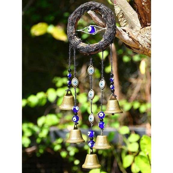 Bells with Blue Watchful Eye Chimes