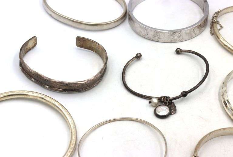 Big group lot of vintage 925 sterling silver bangles