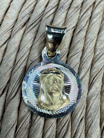 14k Tri-Color Gold Loving Father Sacrifice Christ Crucified Medallion Pendant