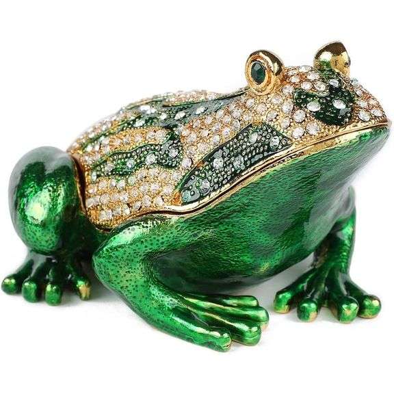 Hand-Painted Enamel Frog Trinket Box