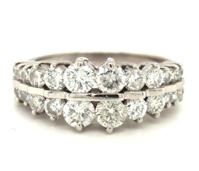 14kt White gold 1.50ctw double row diamond band