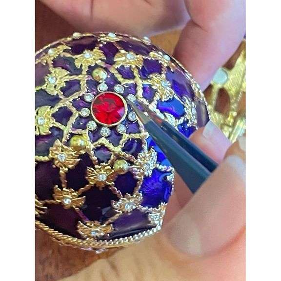 Handmade Purple Fabergé Egg Austrian Crystals