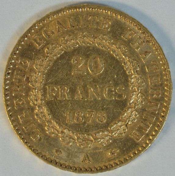 Flashy 1878-A France 20 Francs Gold Angel