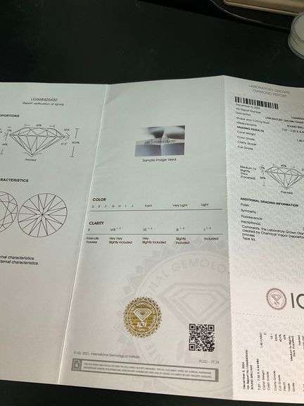 LAB GROWN ROUND BRILLIANT CUT LOOSE DIAMOND. 1.45 CARAT