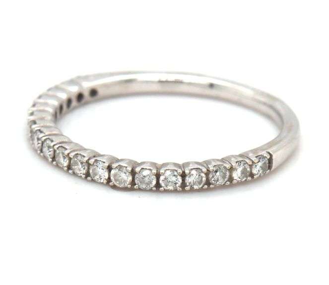 Thin, Stackable 14K WG Diamond Band.