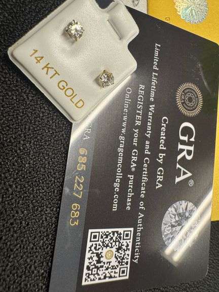 14k Yellow Gold Round 4mm Moissanite Stud Screw Back Earrings