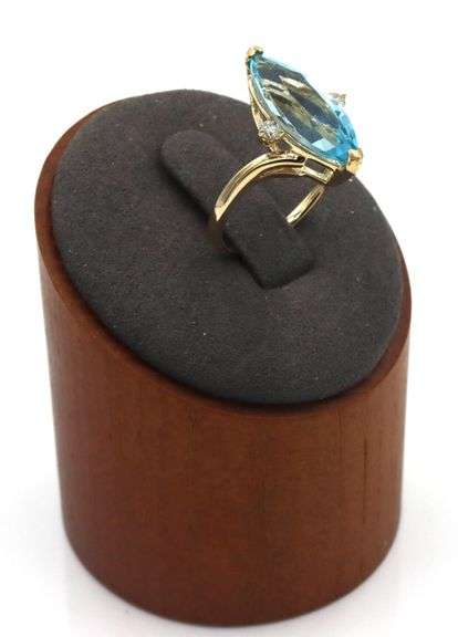 14kt Yellow gold marquise topaz and side diamond cocktail ring