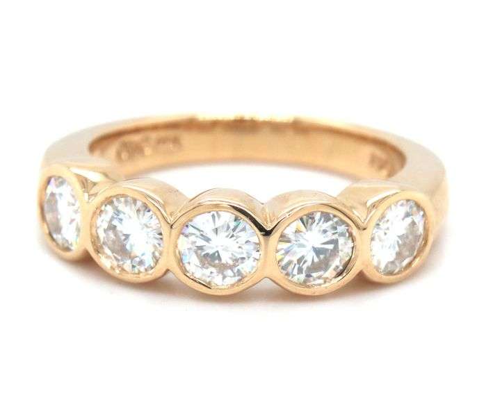 14kt Yellow gold bezel set Moissanite band