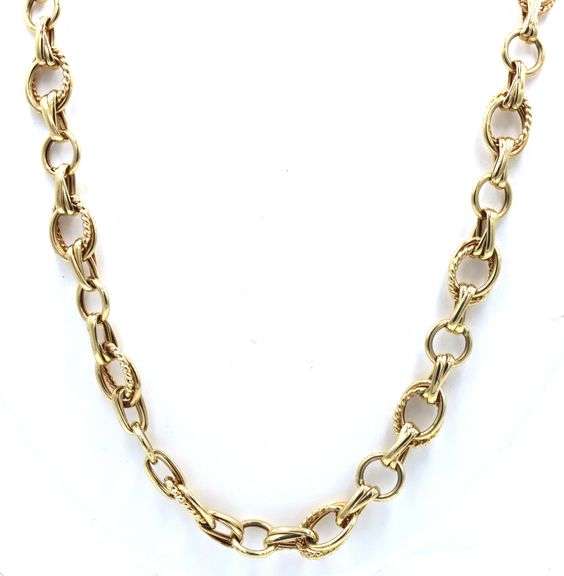 14kt Yellow gold double oval link chain necklace