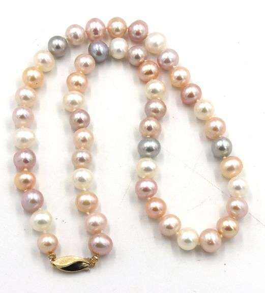 Multi color fresh water pearl stand necklace