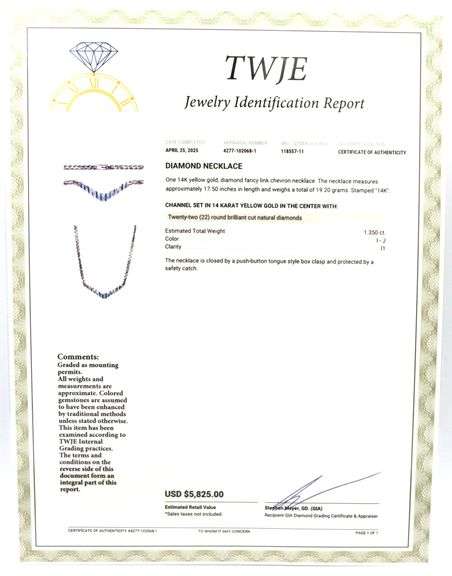 14kt Yellow gold diamond fancy link chevron necklace