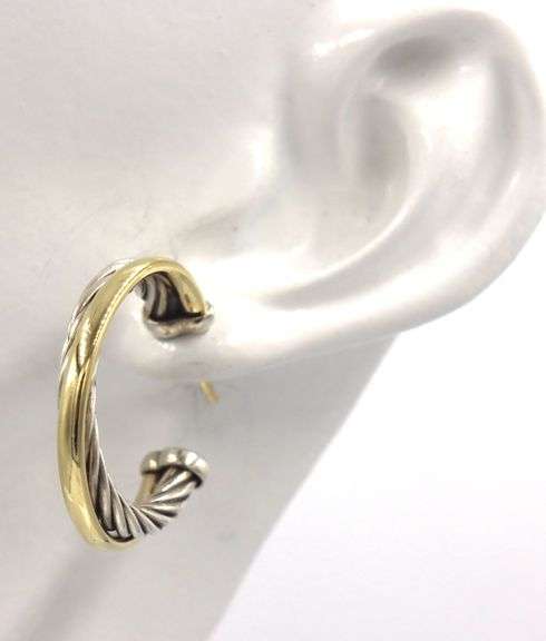 David Yurman cable classic 2 tone cross over hoop