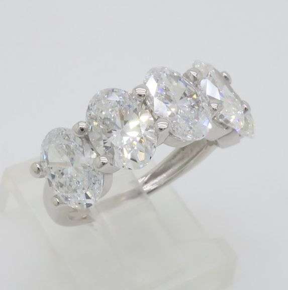 Incredible 5.05CTW Five Stone Oval Diamond Band