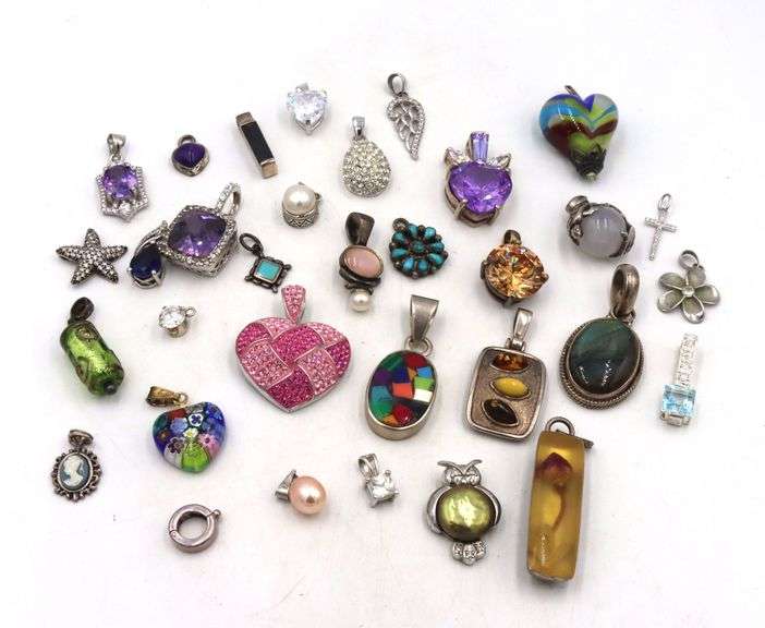 Group lot of Vintage 925 sterling silver pendants