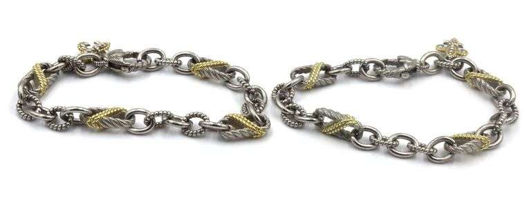 Lot of 2 Judith Ripka 925 sterling silver signed bracelets