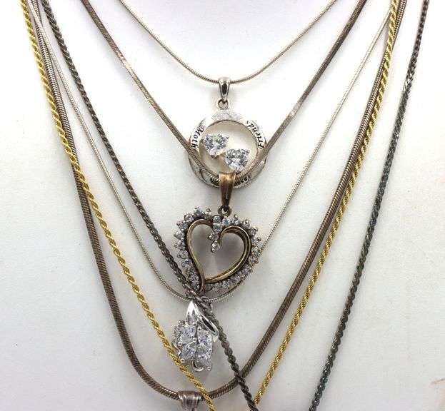Group lot of 6 Vintage 925 sterling silver necklaces