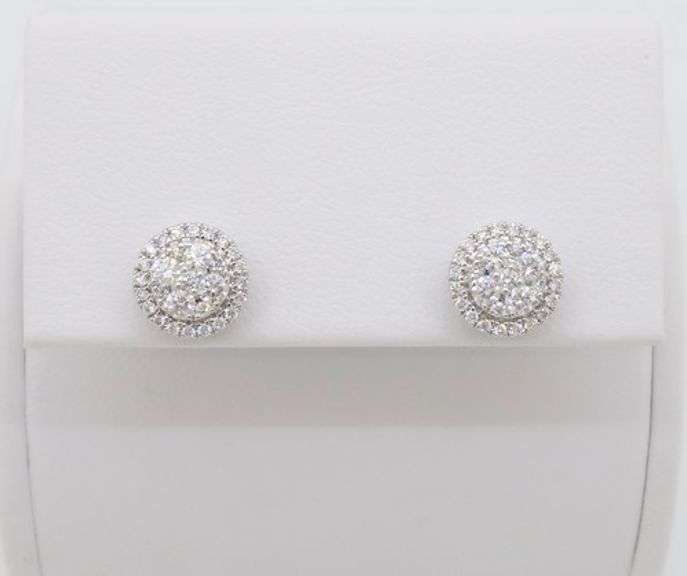 Diamond Halo Cluster Earrings
